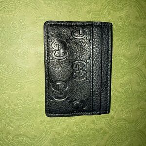 Brand new Gucci Black Leather Card Holder jumbo gg logo